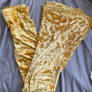 Golden velvet flare pants